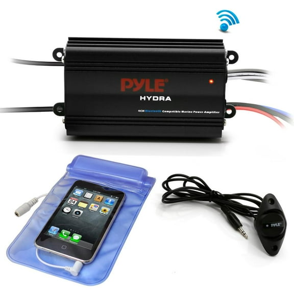 Pyle PLMRMB4CB - Bluetooth Marine Amplifier Kit, 4-Ch. Waterproof Audio Power Amp System