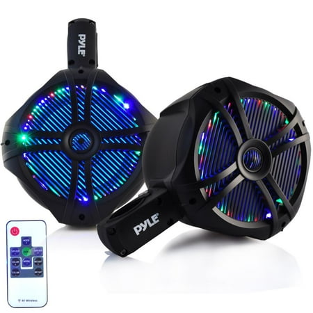Pyle PLMRWB65LEB 6.5 Inch 200 Watt Marine Dual Tower Wakeboard Speakers, Black