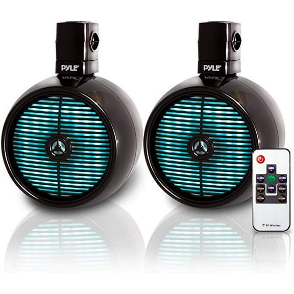 Pyle PLMRWB858LE 8 Inch 480 Watt Marine Rated Tower Wakeboard Speakers, Black