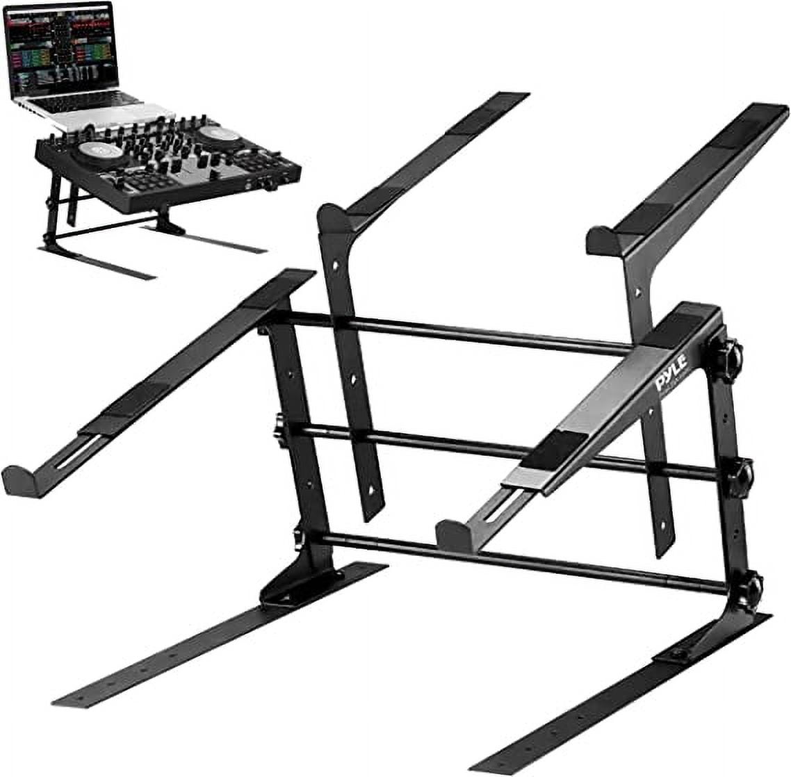 Pyle PLPTS38 Portable Adjustable Dual Device DJ Laptop Stand Workstation