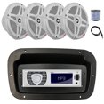 thumbnail image 1 of Pyle PLRMR23BTW Single DIN Bluetooth Marine MP3 Stereo Receiver, Spa bezel, Adapter Plate, Radio Antenna, Wire, 4x 6.5" 600 Watt Max 2-Way Full Range Waterproof Wireless RF Streaming Speakers (White), 1 of 7