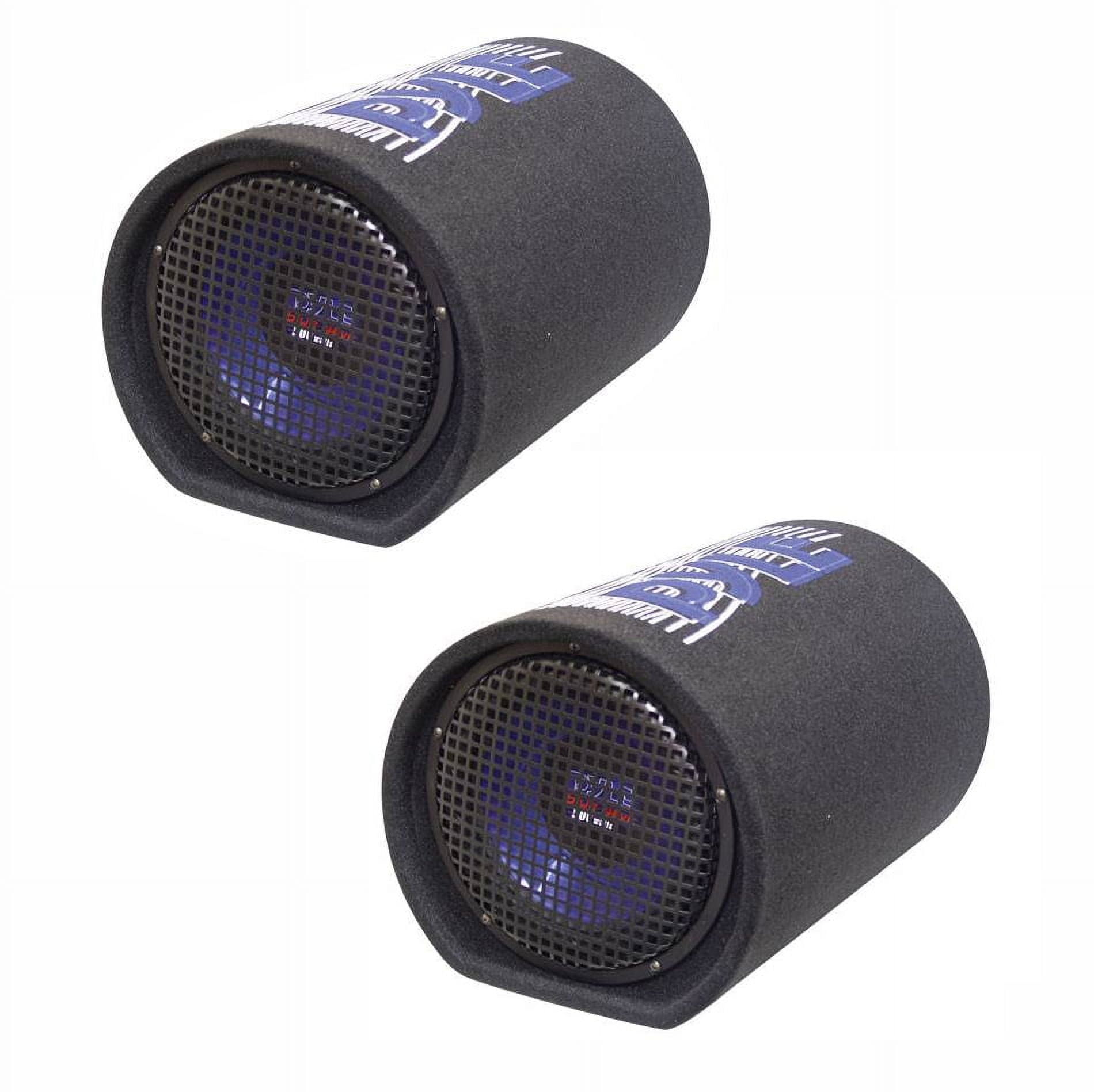 Pyle PLTB8 Enclosed Carpeted Car Audio Subwoofer Tube Speaker System 2 Pack