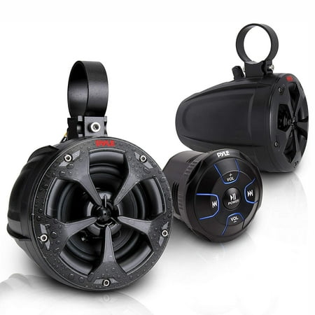 Pyle PLUTV46BTA 4-inch off-Road/Marine Bluetooth Speakers with Wireless Amplified Control Unit