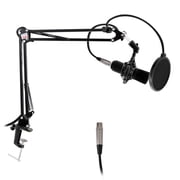 Pyle PMKSH01 - Suspension Microphone Boom Stand - Studio Scissor Arm Mic Mount Holder with Shock Mount Clip (Table Clamp Style)