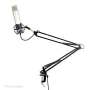 Pyle PMKSH04 - Suspension Boom Scissor Microphone Stand Studio Radio Pro Shock Mount Holder, Adjustable and Extendable Arm, Angle and Tilt Positioning, Universal Table Clamp Mount Style