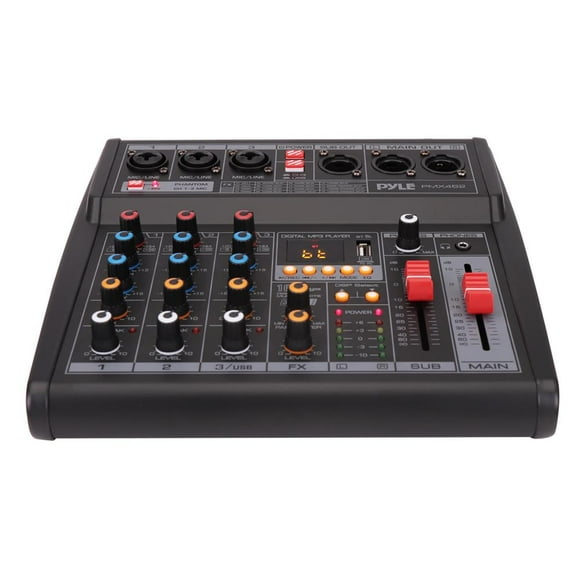 Pyle PMX462 - 3-Channel Audio Mixer With USB Interface - Built-in FX Processor MP3 Player, XLR & 6.35 Jack Connectors