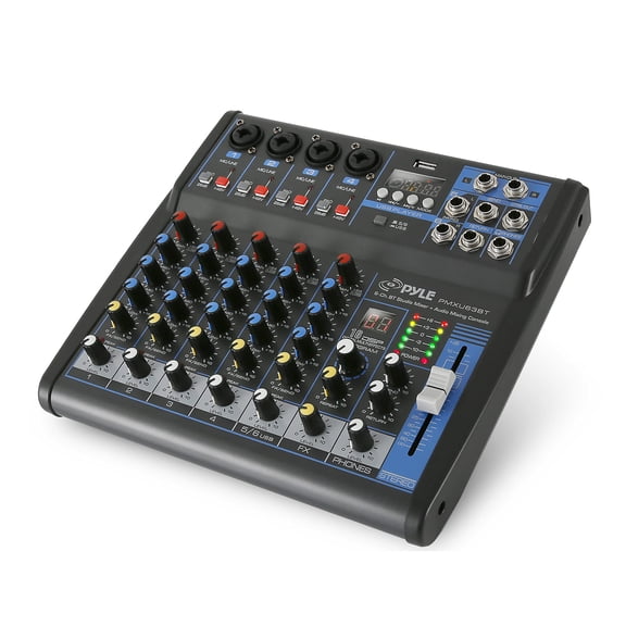 Pyle PMXU63BT - 6-Ch. Bluetooth Studio Mixer - DJ Controller Audio Mixing Console System
