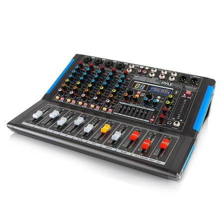 Pyle 6-Channel Bluetooth Studio Audio Mixer - DJ Sound Controller Interface with USB Drive for PC Recording Input, XLR Microphone Jack, 48V Power, I/O for Professional and Beginners - PMXU67BT