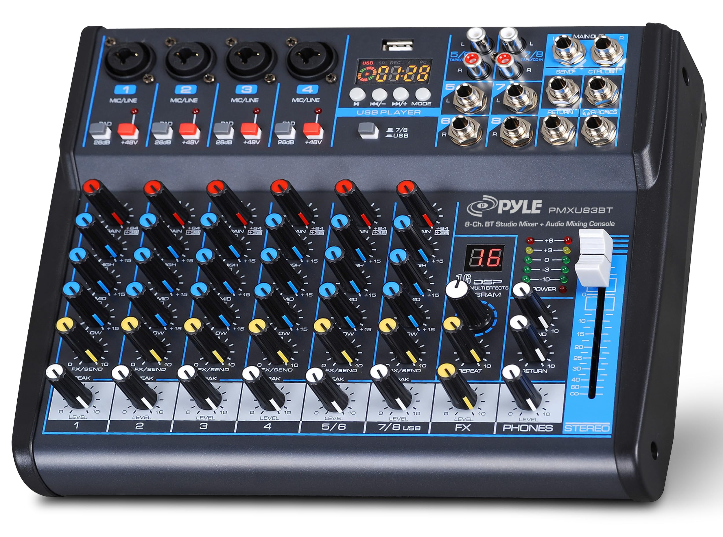 Pyle, Audio Mixer Sound Board Console, PMXU83BT, Black - Walmart.com