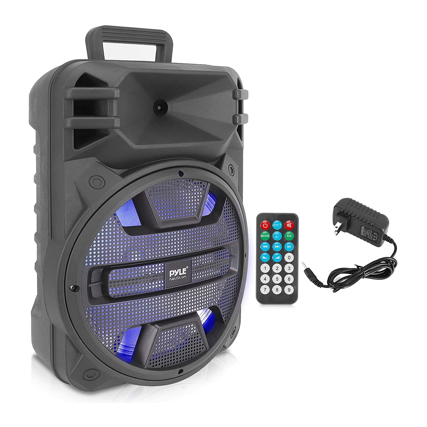 Pyle PPHP1243B - 12'' Portable PA Speaker System - Karaoke Speaker with Latest DJ LED Lights, USB/FM/BT/Aux/Remote Control/Mic Inputs, Built-in (800 Watt)