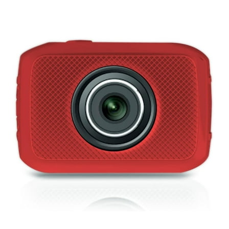 Pyle PSCHD30RD Mini High-Definition Sports Action Wide-Angle HD Camera & Camcorder, 720p, SD Card Slot, Touchscreen Red