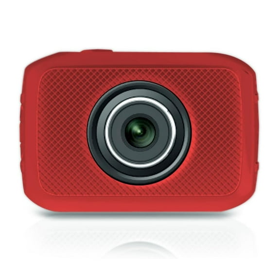 Pyle PSCHD30RD Mini High-Definition Sports Action Wide-Angle HD Camera & Camcorder, 720p, SD Card Slot, Touchscreen Red