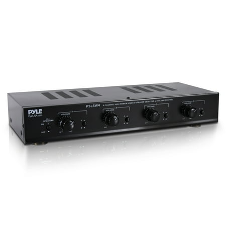 Pyle PSLSW4 Multi-Zone Speaker Selector 4-Channel Stereo Receiver