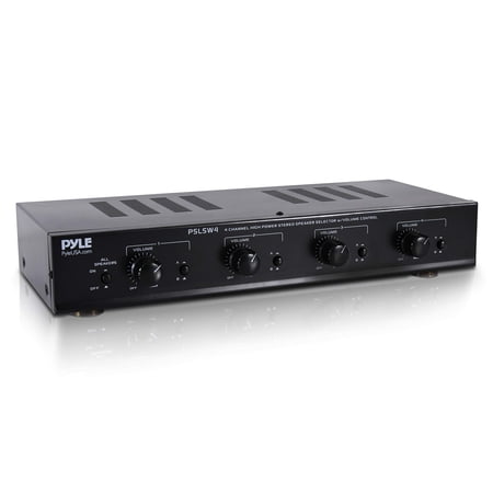 Pyle PSLSW4 Multi-Zone Speaker Selector 4-Channel Stereo Receiver
