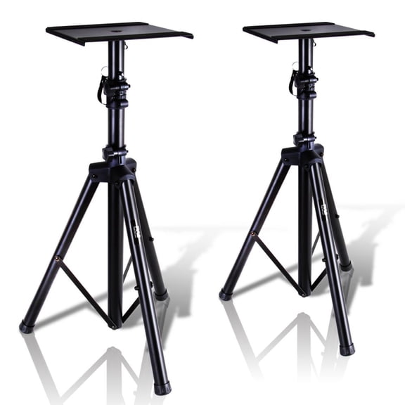 PYLE PSTND32 - Dual Studio Monitor Speaker Stand Mounts, Universal Device Stands, Pair