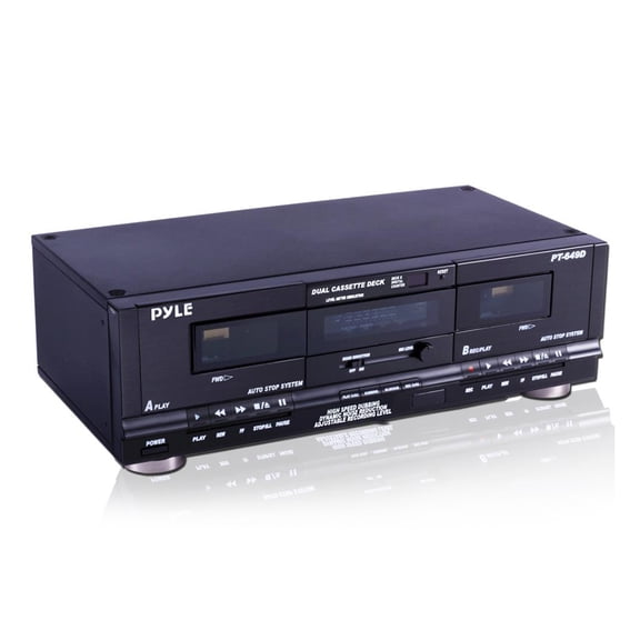 PYLE PT649D - Dual Cassette Deck - Double Cassette Tape System for Audio Mixtape Recording, CrO2 Tape Selector, High-Speed Dubbing, Rack Mount