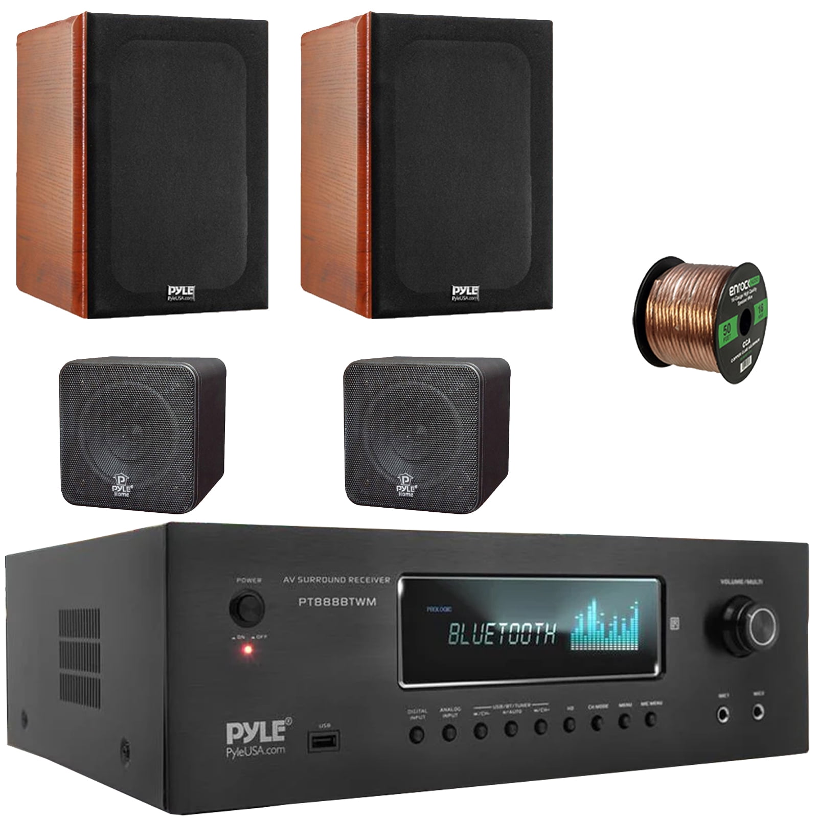 Pyle PT888BTWM 5.2-Ch MP3/USB/AM/FM Radio 1000 Watt MAX Wireless BT ...