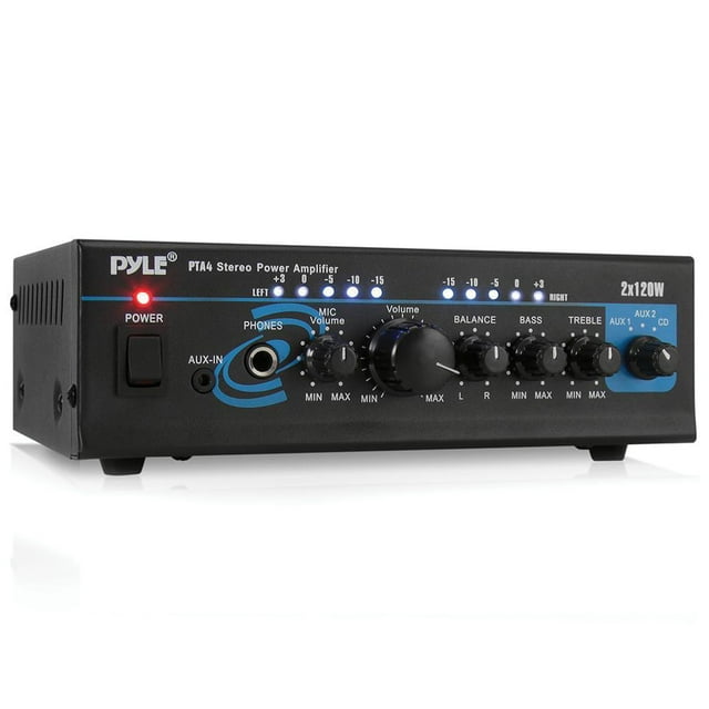 Pyle PTA4 Mini Bluetooth Home Audio 240 Watt 2 Channel Amplifier Stereo