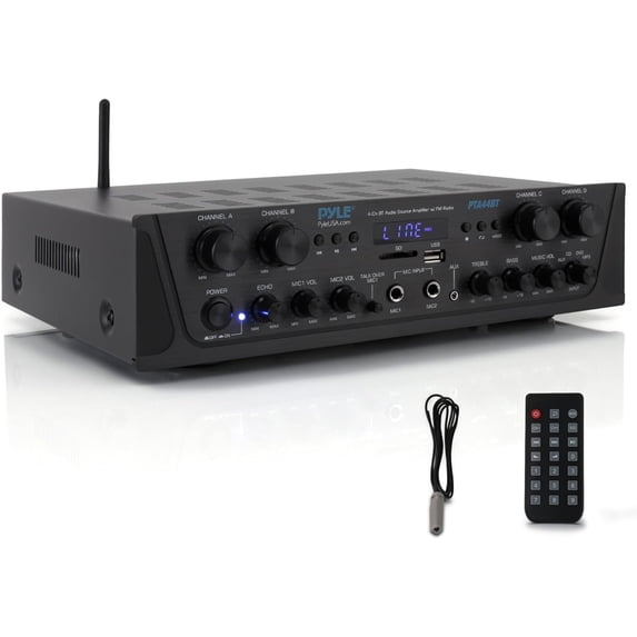 Pyle PTA44BT Bluetooth Home Audio 500 Watt 4 Channel Amplifier Stereo Receiver