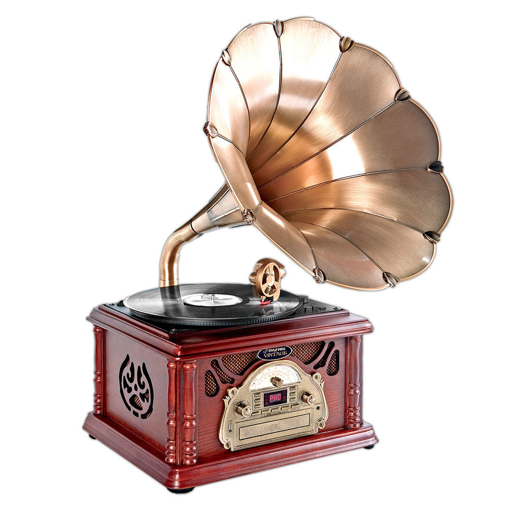 Pyle PTCDCS3UIP - Retro Vintage Classic Style Turntable Phonograph Record Player with Horn and USB/MP3 Recording - image 1 of 5