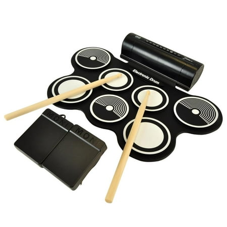 Pyle PTEDRL14 - Electronic Drum Kit - Compact Drumming Machine, MIDI Computer Connection, Quick Setup Roll-Up Design (Mac & PC Compatible)