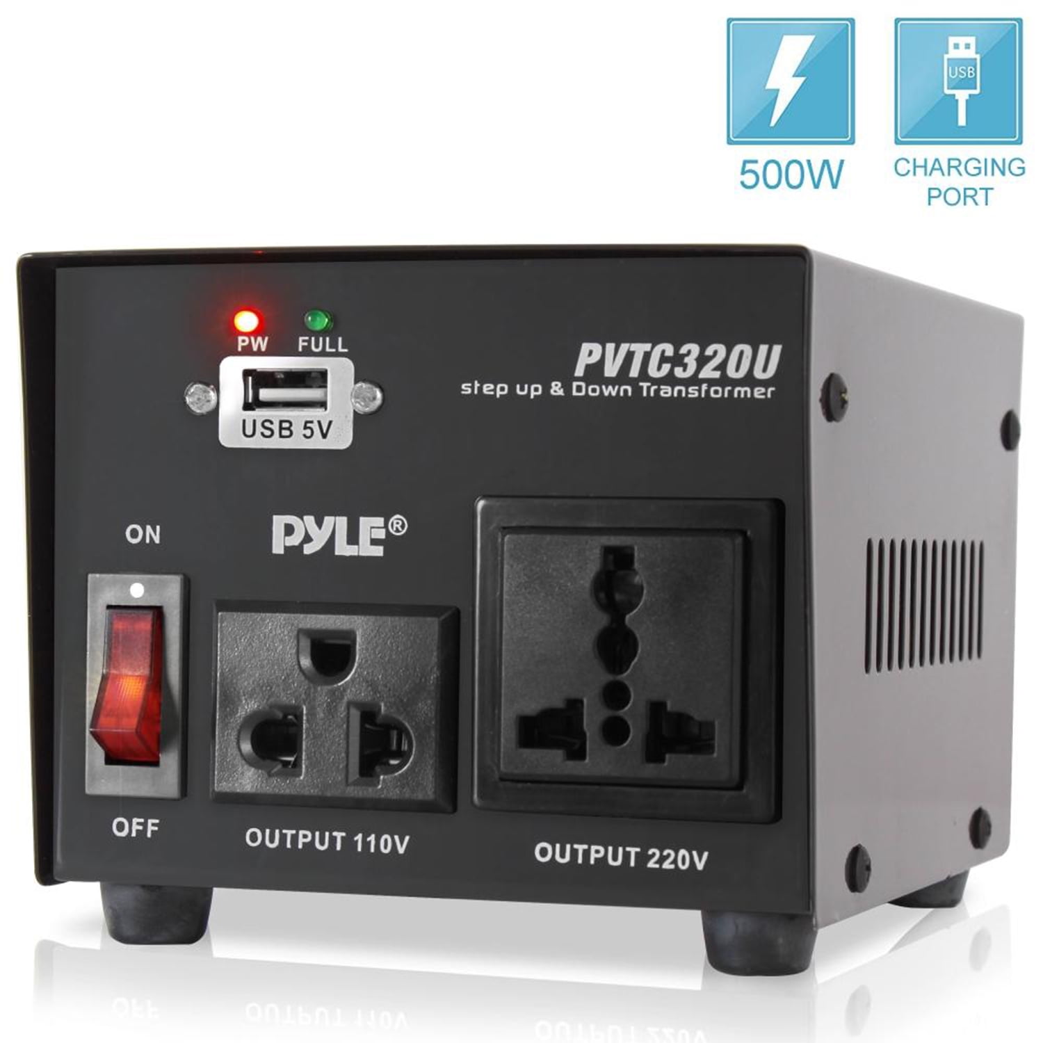 Pyle PVTC320U Step Up & Step Down 500 W Power Supply Voltage Converter 