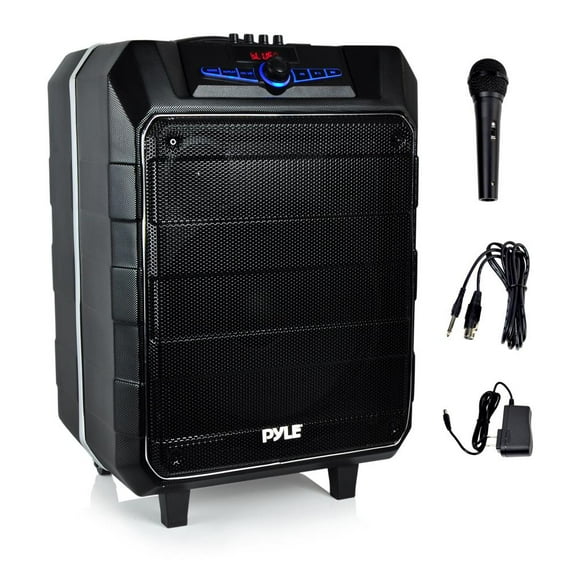 Pyle PWM1235BT - Active PA Bluetooth Loudspeaker - Portable Stereo Speaker System, Karaoke Microphone Talkover, MP3/USB/Micro SD/FM Radio