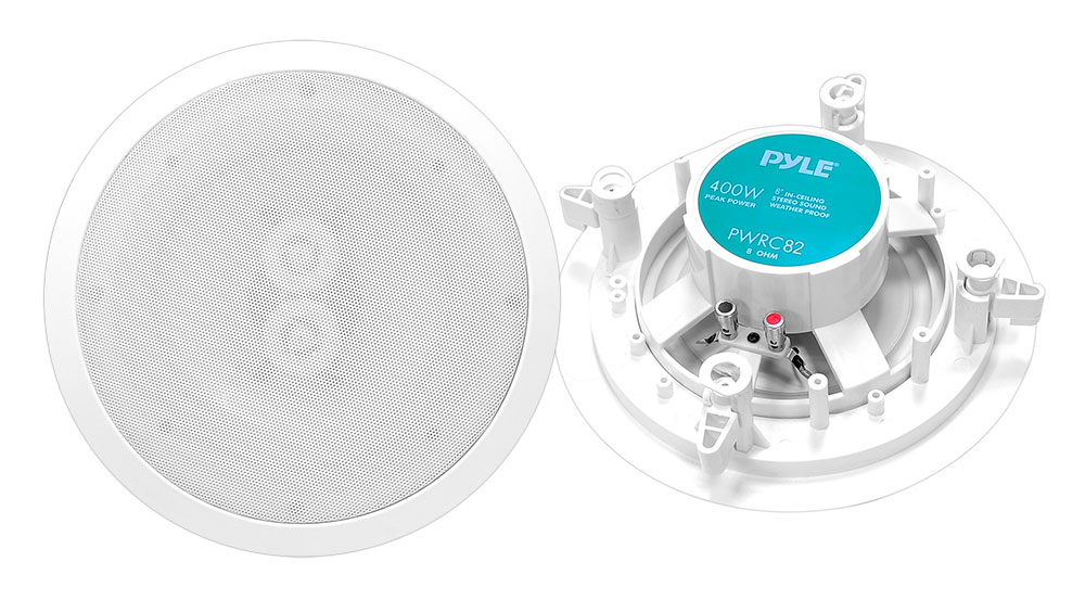 Pyle PWRC82 8" Flush Mount 400-Watt Waterproof Speakers, Kitchen, Bathroom, Patio, White - image 1 of 4