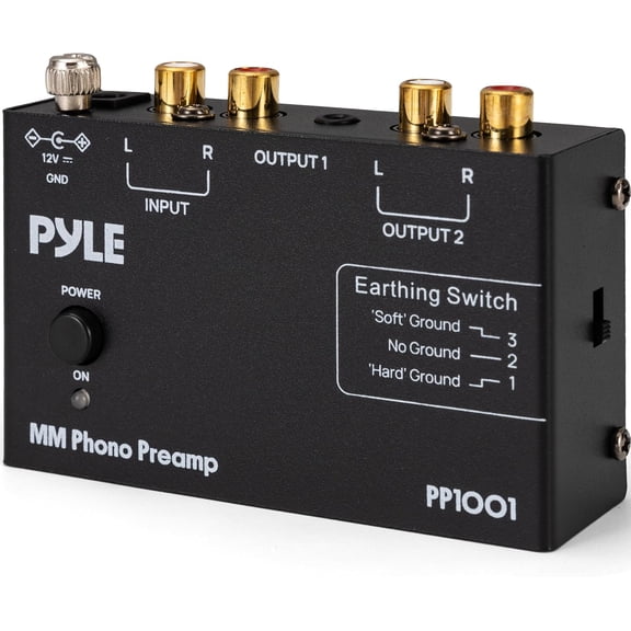 Pyle Phono Preamp for Turntable, Hi-Fi Compact Stereo Preamplifier with RIAA EQ, RCA & 3.5mm Output, Makes Vinyl Sound Better, Low Noise, MM Magnetic Cartridge Compatible for Improved Listening