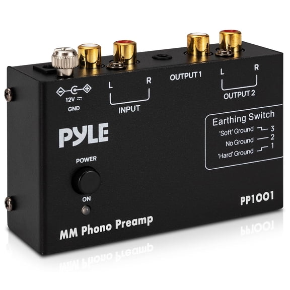 Pyle Phono Preamp for Turntable Compact Hi-Fi Stereo Preamplifier with RIAA Equalization, RCA & 3.5mm Output, Low Noise, MM Cartridge Compatible