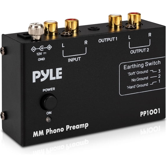 Pyle Phono Preamp for Turntable Compact Hi-Fi Stereo Preamplifier with RIAA Equalization, RCA & 3.5mm Output, Low Noise, MM Cartridge Compatible