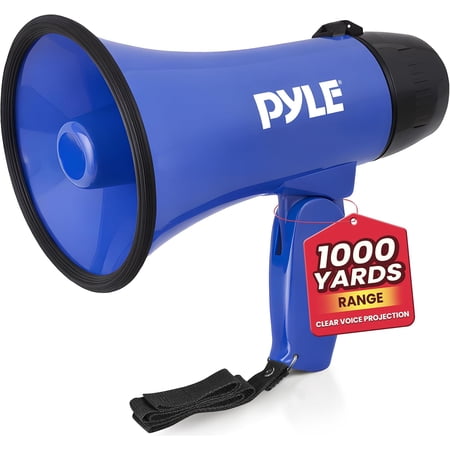 PYLE PMP21BL - Compact & Portable Megaphone Speaker with Siren Alarm Mode, Battery Operated