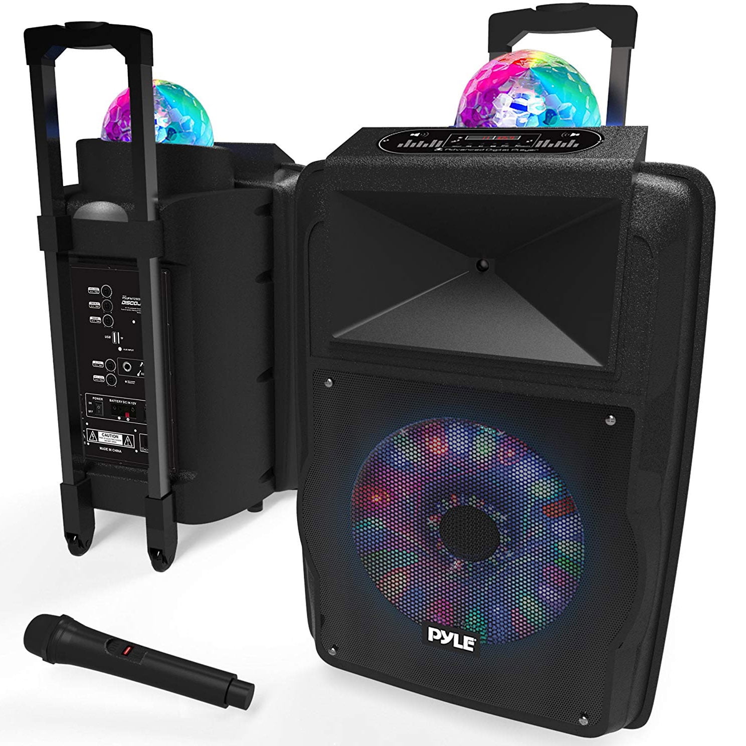 Pyle Portable 700W Outside Wireless Speaker DJ Karaoke Machine w/Fun LED  Lights