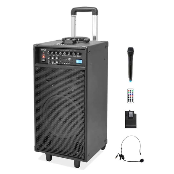 Pyle Portable 800W Max 400W RMS 10 Inch 3 Way PA Cabinet Loud Speaker Set