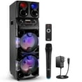 thumbnail image 1 of Pyle Portable Bluetooth PA Speaker - 600W Dual 10 Rechargeable Indoor/Outdoor BT Karaoke Audio System -LED Display, FM/AUX/MP3/USB/SD, 1/4" in, Handle, Wheels -Wireless Mic, Remote Control, 1 of 7