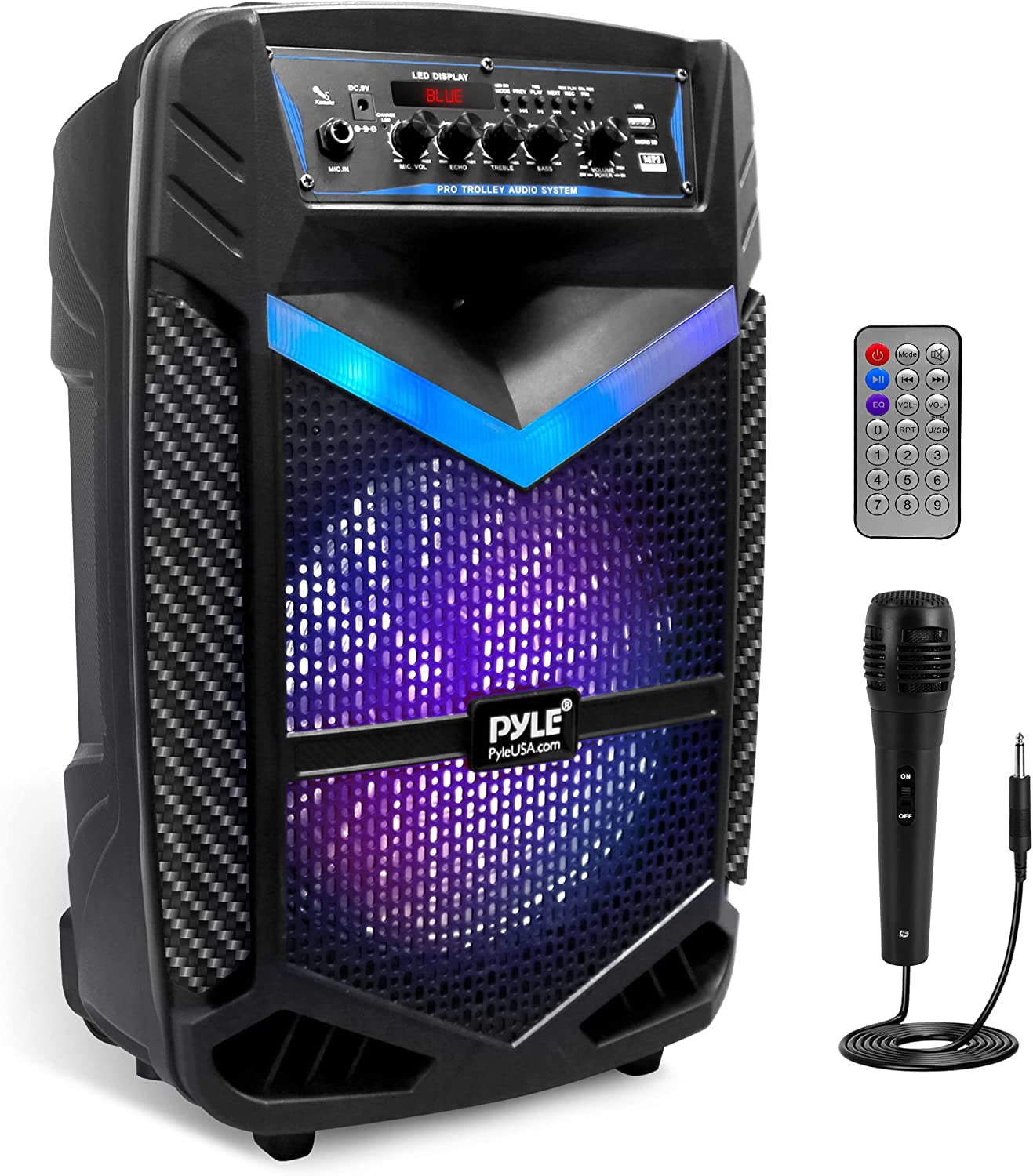 Pyle Portable Bluetooth Speaker System 600W Rechargeable Outdoor Bluetooth Speaker Portable System