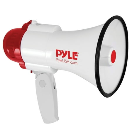 Pyle Portable Bullhorn Megaphone Speaker W/ Built-in Siren & Voice Recorder 30W Power 800Yard Range