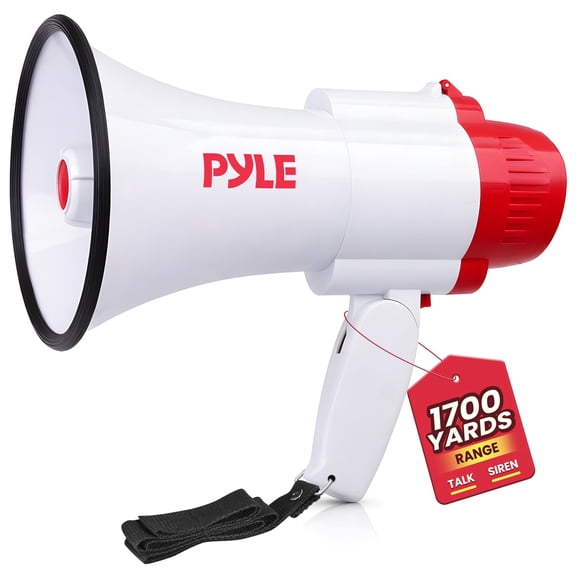 Pyle Portable Bullhorn Megaphone Speaker W/ Built-in Siren & Voice Recorder 30W Power 800Yard Range