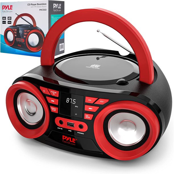 Pyle Portable CD Player Boombox with AM/FM Stereo Radio - CD - Walmart ...