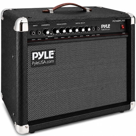 Pyle Portable Electric Guitar Amplifier, 40 Watt Power, Two 6" & 8" High-Definition Speaker, Black