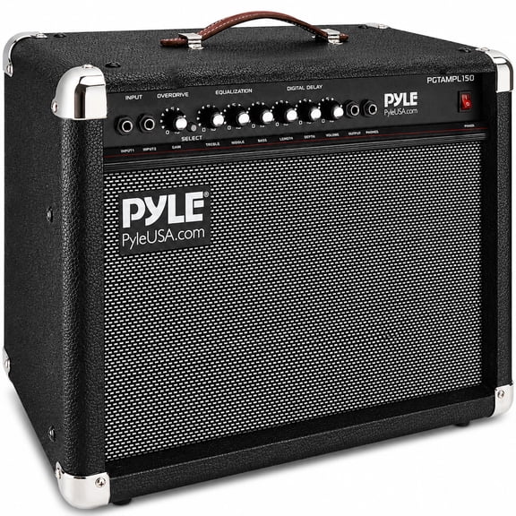 Pyle Portable Electric Guitar Amplifier, 40 Watt Power, Two 6" & 8" High-Definition Speaker, Black