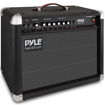Pyle Portable Electric Guitar Amplifier, 40 Watt Power, Two 6" & 8" High-Definition Speaker, Black