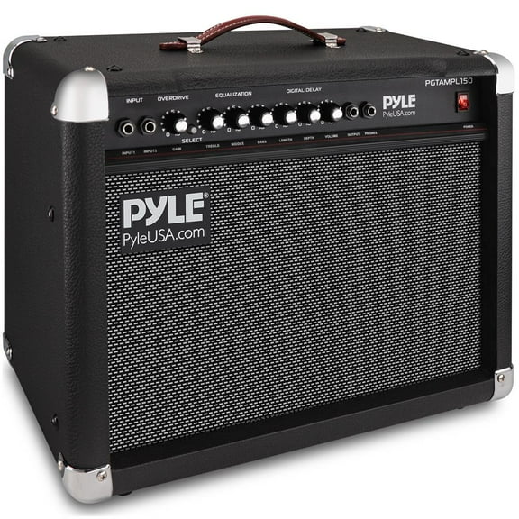 Pyle Portable Electric Guitar Amplifier, 40 Watt Power, Two 6" & 8" High-Definition Speaker, Black