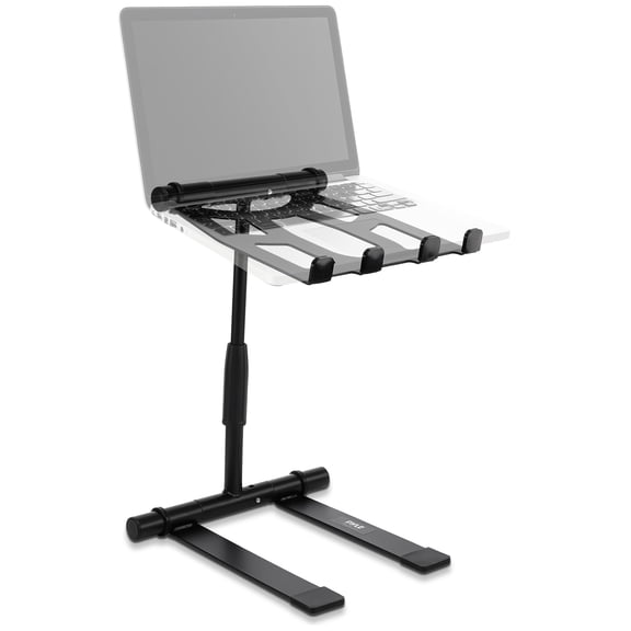 Pyle Portable Folding Laptop Stand - Standing Table with Adjustable Angle, Foldable Height and Four Prong Anti-Slip Tray for iPad, Tablet, DJ Mixer, Workstation, Gaming and Home Use - PLPTS55