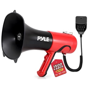 Pyle Portable Megaphone Bullhorn - Bluetooth Compatible PA Speaker with Built-in Voice Changer, 1500 Yard Range, Siren, 100W Adjustable Vol Control, Loudspeaker for Outdoor Sports & Safety Drills