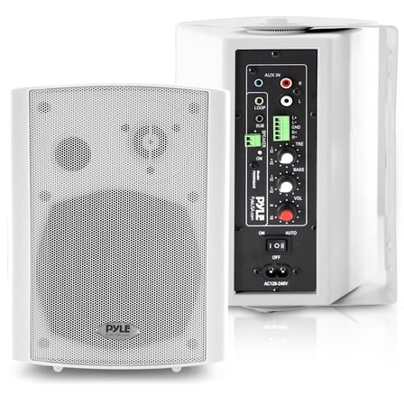 Pyle Pro-Active Wall-Mountable Bluetooth Speakers, Full Range Stereo Sound (White)