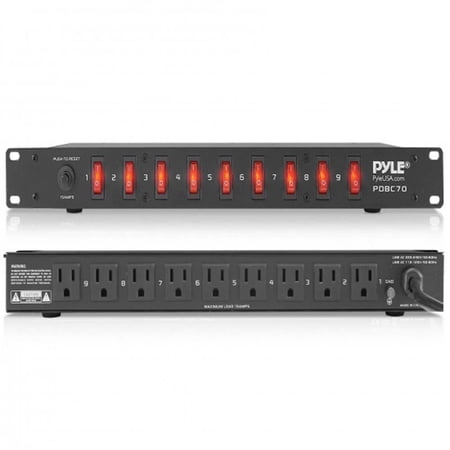 Pyle Pro Audio Power Conditioner Surge Protector, Rack Mount Power Strip with USB Charging Port for Studio & PA Systems