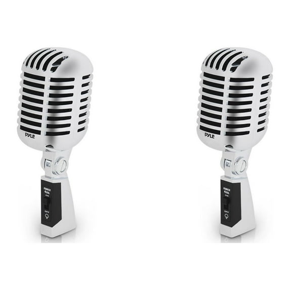 Pyle Pro PDMICR42SL Vintage Retro Style Dynamic Studio Vocal Microphone (2 Pack)
