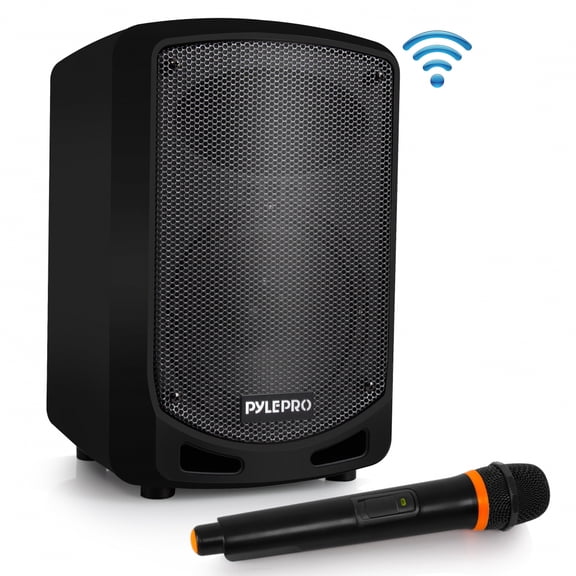 PYLE PSBT65A - Compact & Portable Bluetooth PA Speaker - Karaoke Sound System with Wireless Microphone, Built-in Rechargeable Battery, MP3/USB/SD (600 Watt)