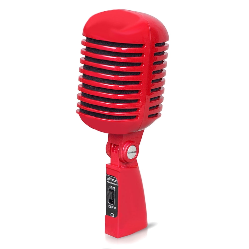 Pyle Pro Audio PDMICR42R Retro Vintage Style  Dynamic Vocal Mic Red W/ Xlr Cable